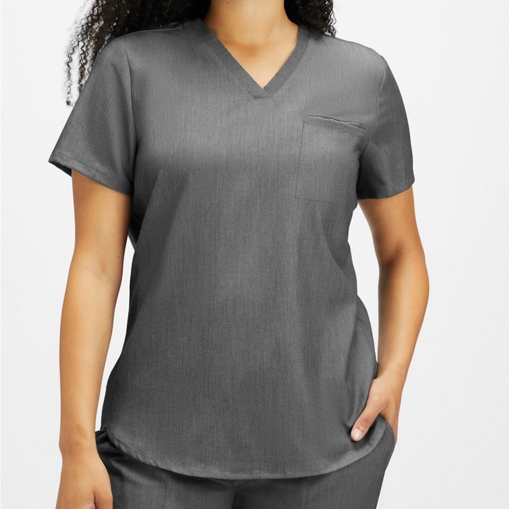 Grey Fabletics One Pocket Scrub Top